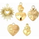 thumbnail image 1 of 1 caja de 10 dijes de acero inoxidable chapados en oro real de 18 quilates, dijes de corazón sagrado, dijes de corazones de espinas, dije de devoción, dije de corazón de amor dorado de metal, 1 of 9