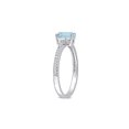 thumbnail image 4 of 7/10 Carat (Ctw) Emerald Cut Blue Topaz & Diamond Solitaire Ring in 10K White Gold for Women, 4 of 6