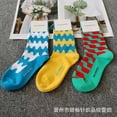 thumbnail image 3 of Nuevos calcetines de tubo medio alto artísticos Retro de Color finlandés para mujer, calcetines de algodón con flores coloridas, calcetines de moda de lujo de nicho, 3 of 5
