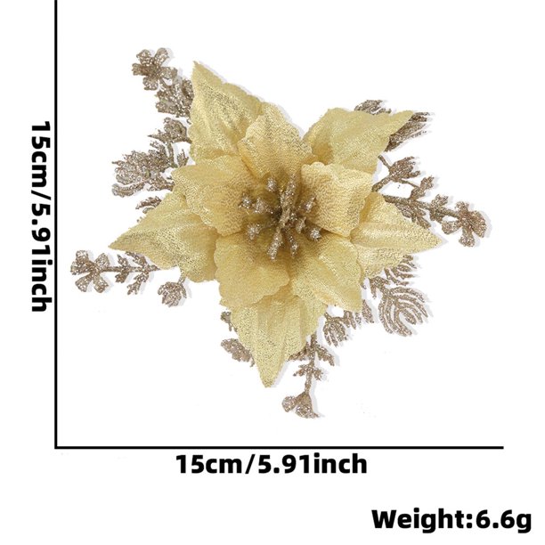 Decoraciones navideñas Vmvidoty Flores artificiales navideñas de 16 cm Accesorios florales de simulación Decoración para árbol de Navidad Colgante de flores navideñas Oferta para días Decoración