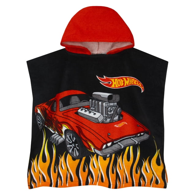Poncho de baño Hot Wheels con capucha para niños en la playa, color negro