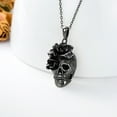 thumbnail image 3 of CACA LADY Skull Necklace Sterling Silver Skull Jewelry Gift for Goth Lovers Halloween (with Gift Box), 3 of 5