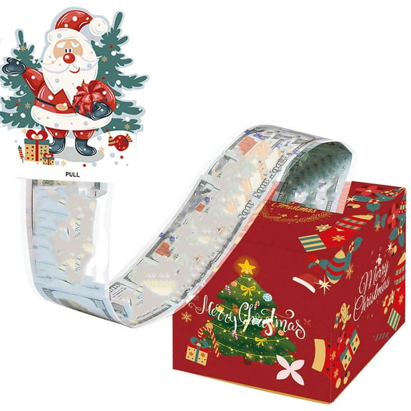 KCEHTA Christmas Money Box for Cash Gift Pull, Christmas Money Gift Box Pull Out, Christmas Money Holders, Merry Christmas Money Pull Box with 50 Transparent Bags