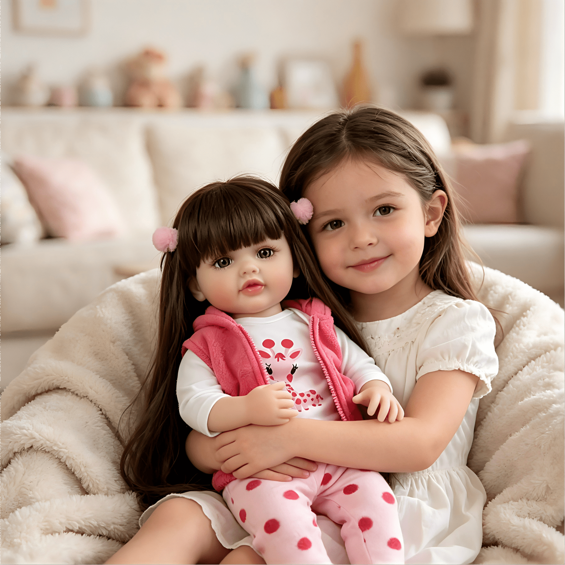 iCradle Adorable Lifelike Baby Dolls Toddler Girl 22 Inch 55cm Full Vinyl Body Real Life Reborn Baby Doll with Wig sheath Realistic Newborn Baby Dolls Toy Gift for Collection & Kids Age 3+