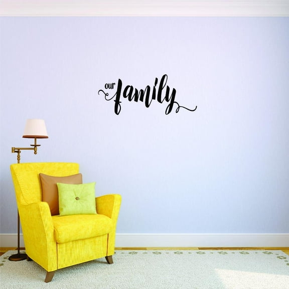 Custom Decals Our Family Wall Art Size: 6 X 20 Inches Color: Black