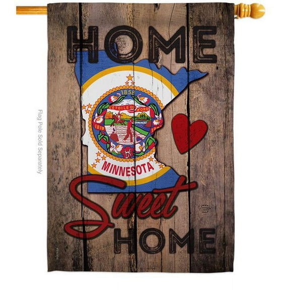 28 x 40 in. State Minnesota Home Sweet American State Vertical House Flag with Double-Sided Decorative Banner Garden Yard Gift