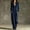 Dark Blue, variant on Women's Long Sleeve Suede Jumpsuit Stand-Up Collar Zip Front Fall Cozy Wide Leg Jumpsuit Outfits, 3XL