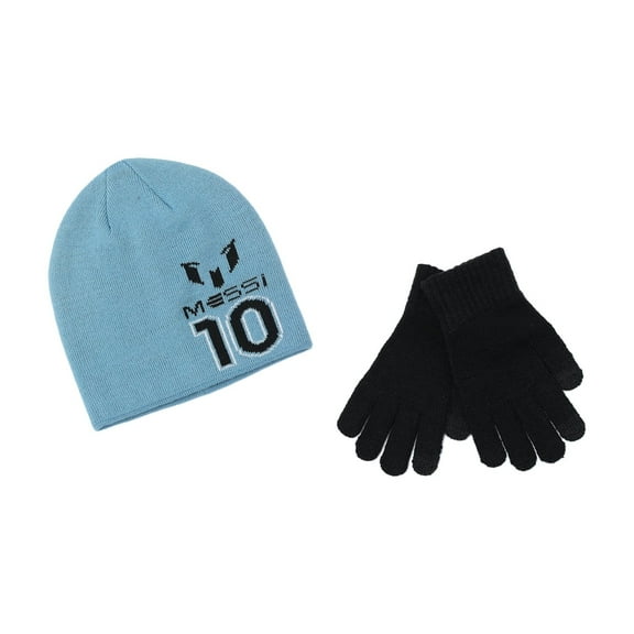 Messi Boy's Beanie Hat and Glove Set, 2-Piece, One Size Fits Most in the Age Group 4-10