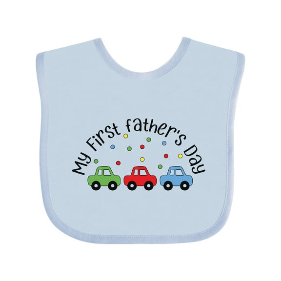 Inktastic My First Fathers Day with Red, Blue, and Green Cars Boys or Girls Baby Bib