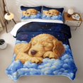 thumbnail image 2 of Homewish Lovely Golden Retriever Twin Quilt Set,Cartoon Dog Twin Coverlet Set,White Clouds Decor,2pcs, 2 of 7