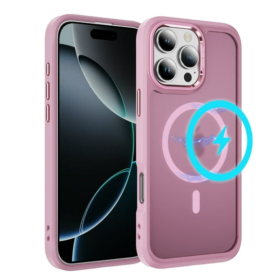 Allytechgroup iPhone 15 Pro Max Case Magnetic, Compatible with Magsafe Matte Back Cover Military Grade Shockproof Anti-Scratch Slim Fit Phone Case Cover for Apple iPhone 15 Pro Max, Pink