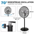 thumbnail image 4 of Achazel 30" Oscillating Pedestal Fan, 3 Speeds Industrial Standing Fan with Aluminum Blades Adjustable Height for Commercial Warehouse Garage, 4 of 9