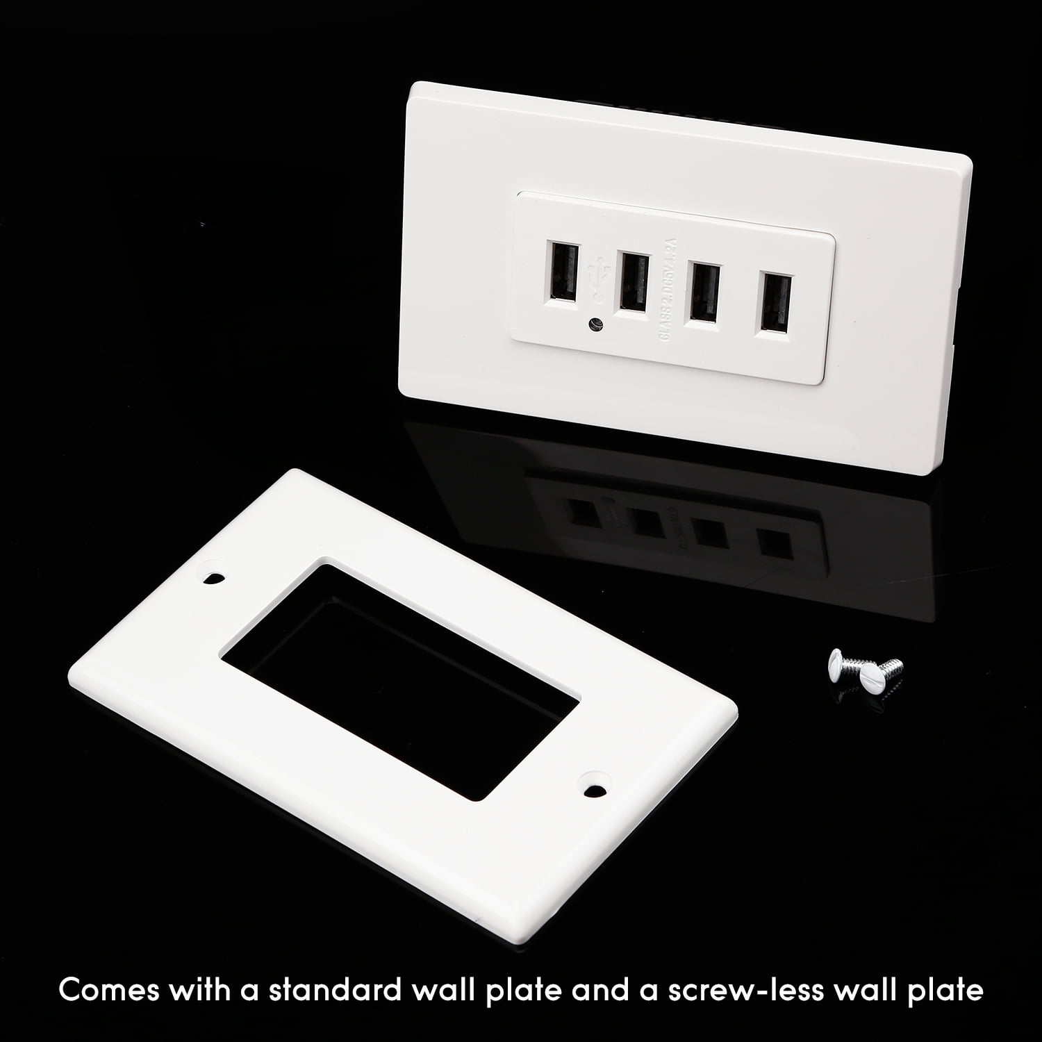 6 Pack 4 USB Charging Wall Outlets, 4.2A Fast Charging USB Ports, 2 Wall Plate Included, White