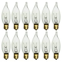 12 Pc Candelabra Night Light Bulbs 60 Watt Clear Flame Tip 120V Decor Chandelier