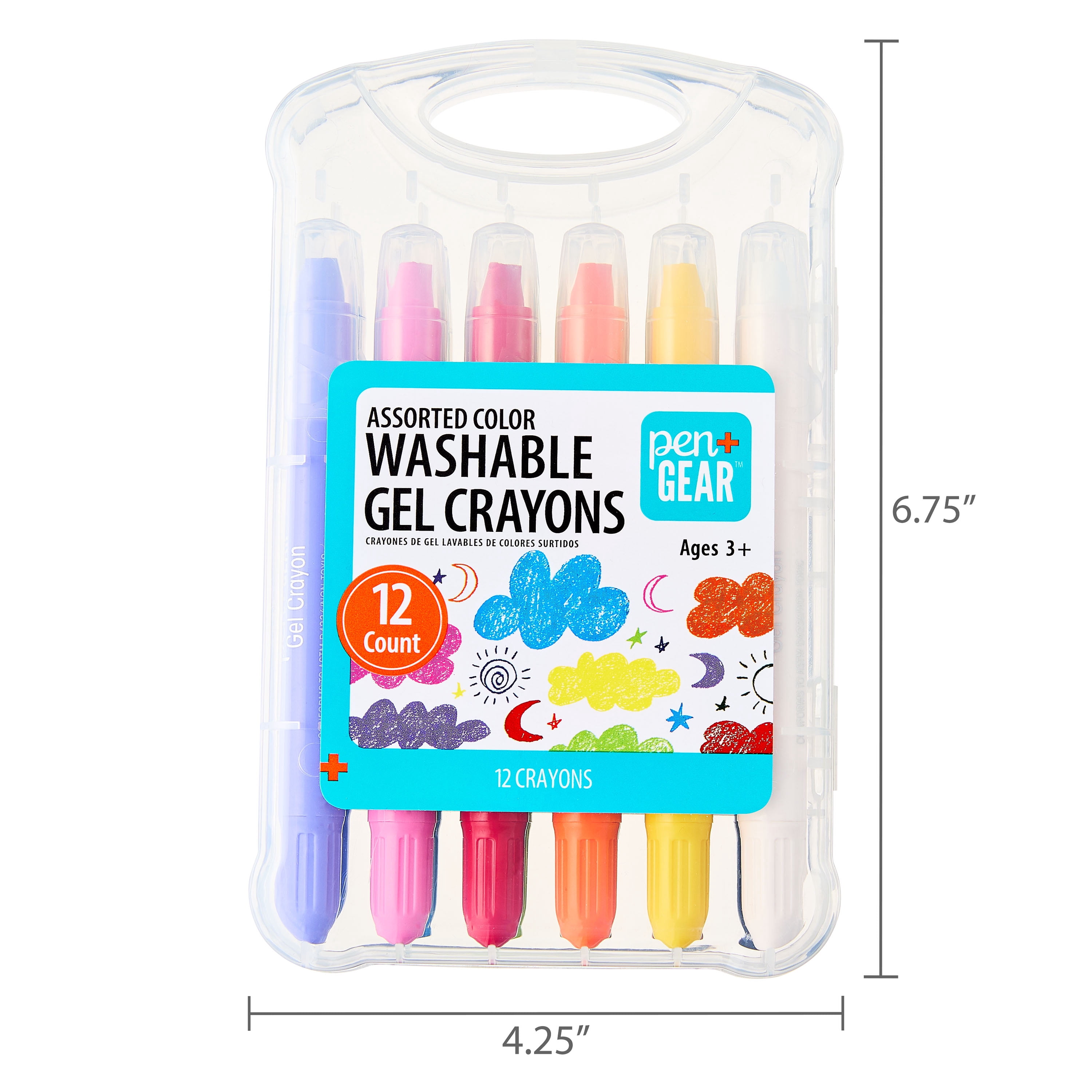 Pen+Gear Assorted Color Washable Gel Crayons, 12 Count