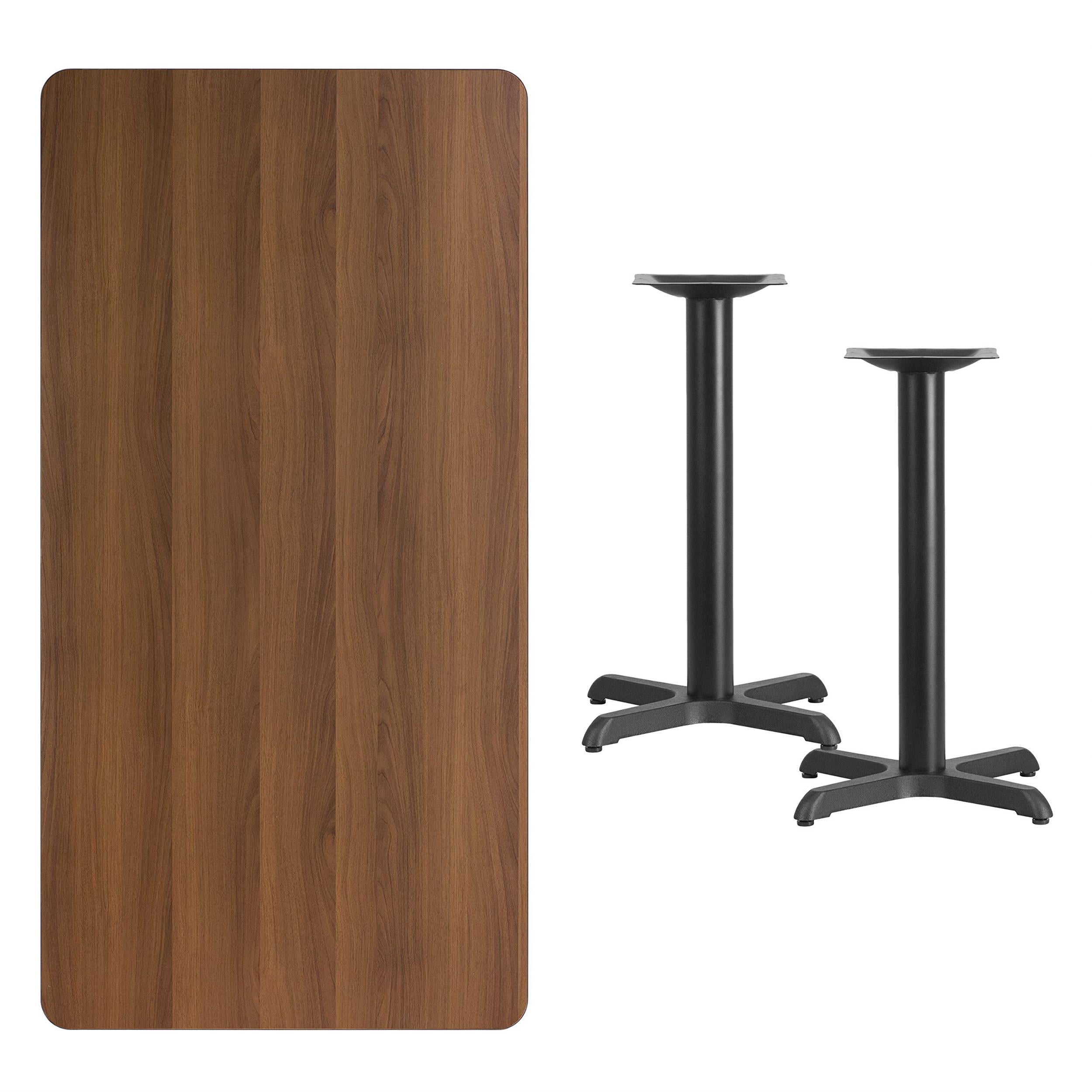 Bowery Hill 30" x 60" Restaurant Dining Table in Black and Walnut