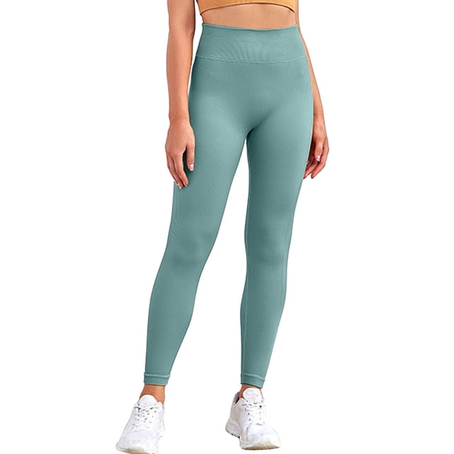MIASHUI Women Solid Color Tight Pants High Waist Workout Yoga Pants For Comfy And Support Blue,S