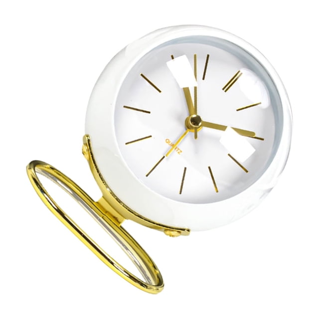 Transemion Pointer Alarm Clock With Night Light Function Sleek Metal Frame Press White white