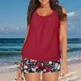 thumbnail image 2 of Baqcunre Women's Tankini Suit Two Piece Swimsuit Sleeveless Loose Tankini Swimwear Solid Color Boxer Bottom Red 2XL, 2 of 3