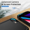 thumbnail image 3 of Heavy Duty Phone Case Designed for Apple iPhone SE,8,7 Case with 1Pc Tempered Glass Screen Protector, Shockproof Dropproof Anti-Scratch Phone Case Cover for Apple iPhone SE,8,7,Black, 3 of 6