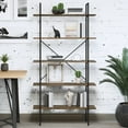 thumbnail image 4 of Lavish Home 5-Tier Bookshelf Industrial Style Freestanding Wooden Bookcases, Brown Woodgrain, Set of 2, 4 of 6