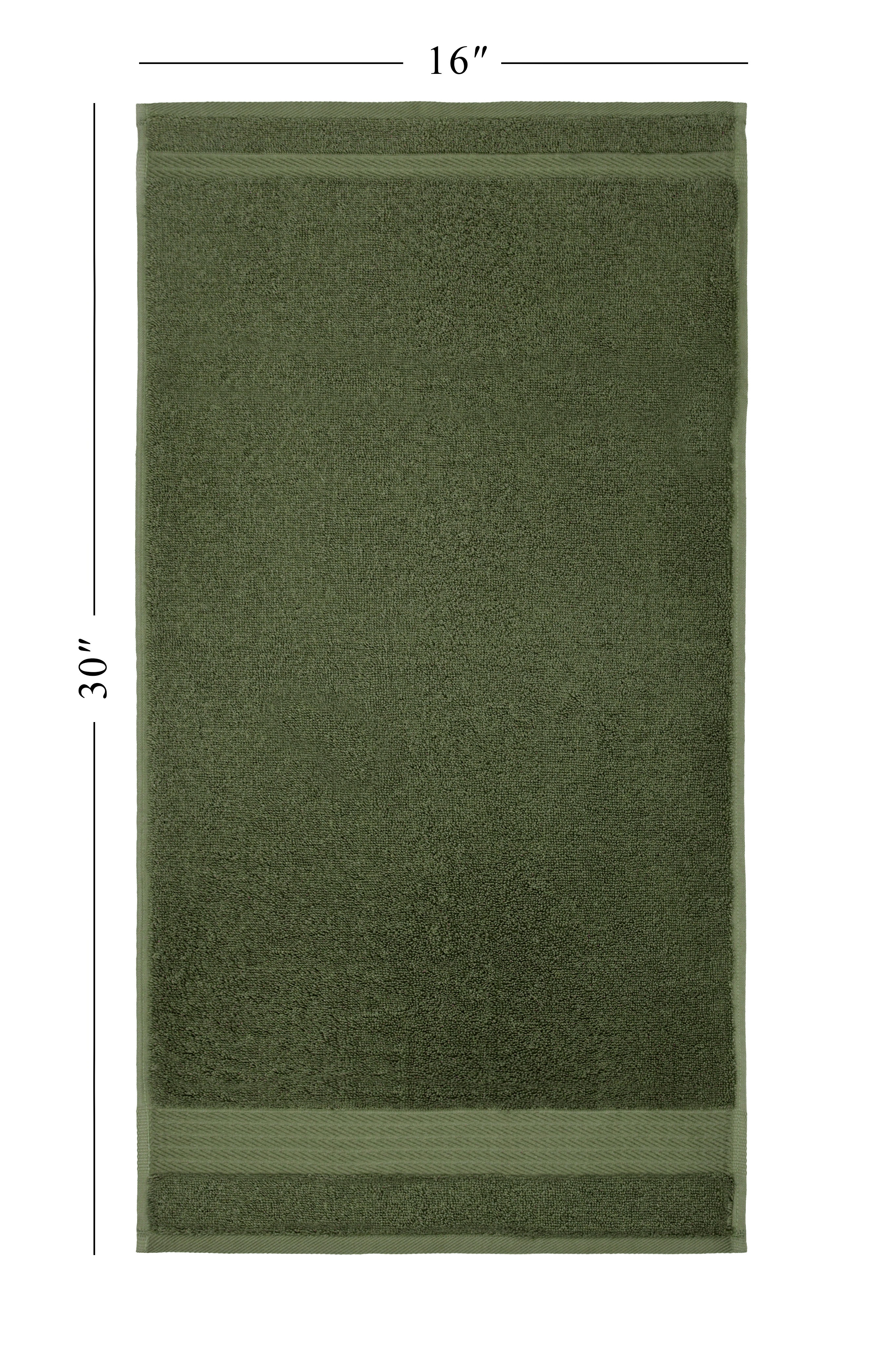 Ozdilek 4-Piece 16x30 Hand Towels  575 GSM – 100% Turkish Cotton, Luxury Soft Velour, Quick Dry & Absorbent, Fade-Resistant, Comfortable & High-Quality Cotton Towel (Fern Green)