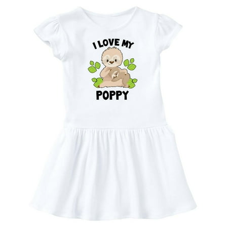 

Inktastic Cute Sloth I Love My Poppy with Green Leaves Gift Baby Girl Dress