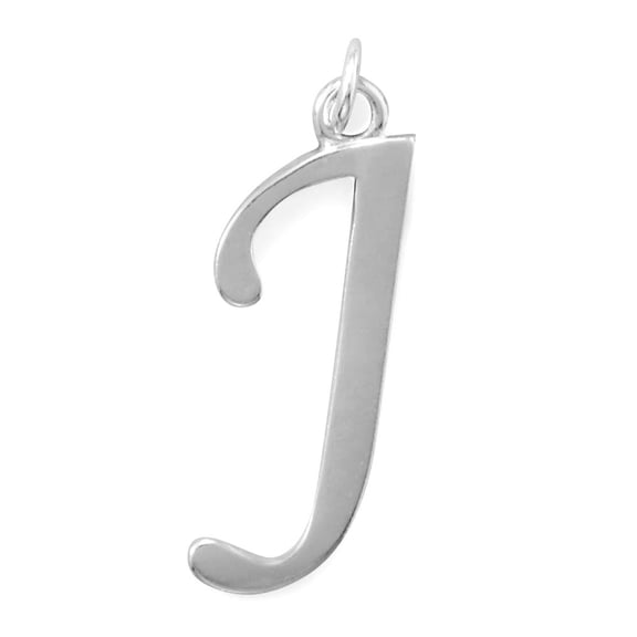 Sterling Silver Alphabet Capital Letter J Pendant Charm