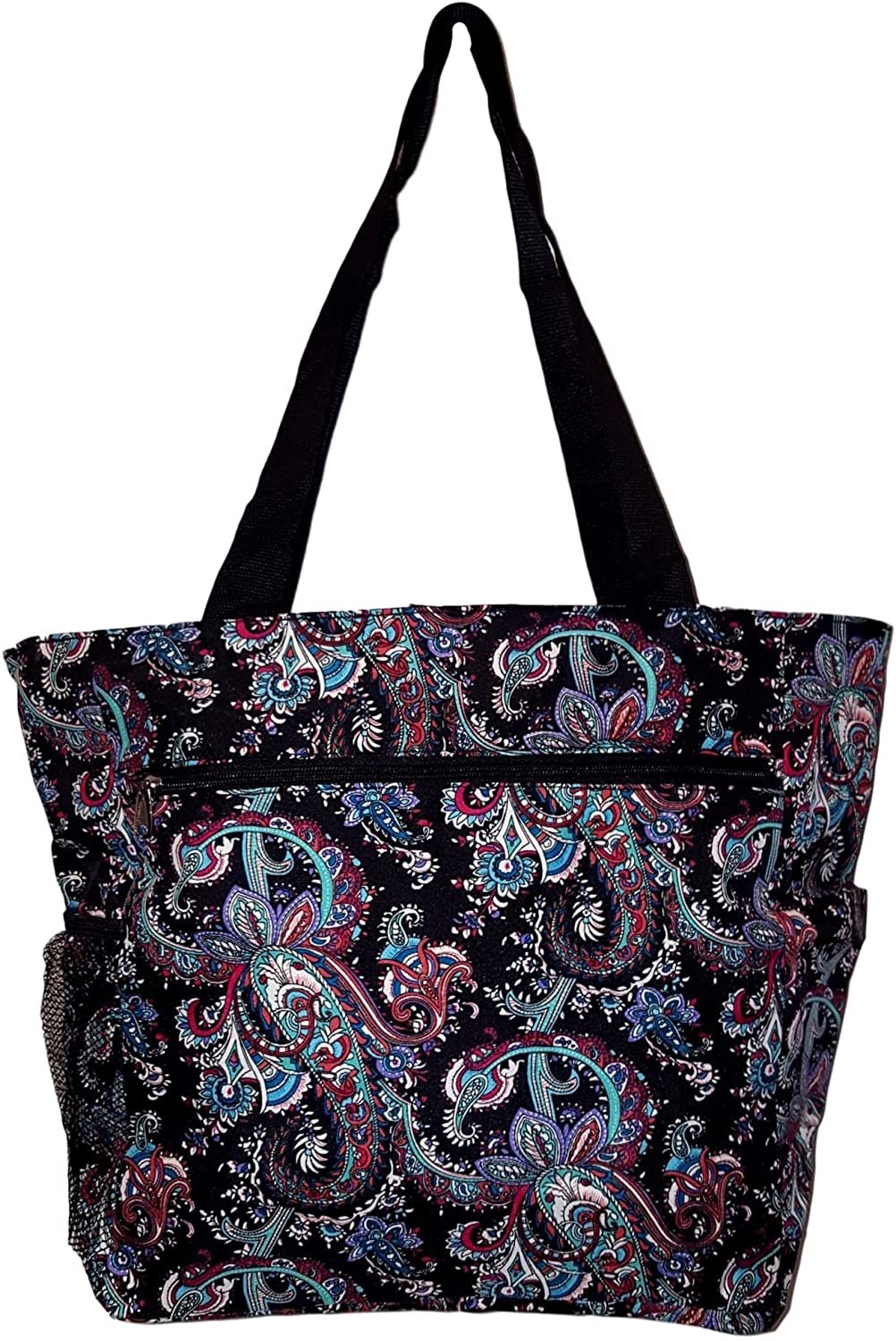 Large Multi Pocket Fashion Zipper Top Organizing Beach Bag Tote