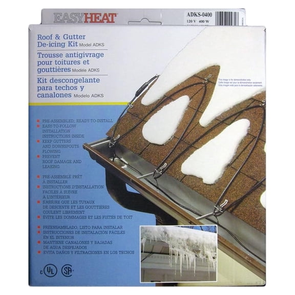 EasyHeat Roof Deicing Cable 80ft - Roof & Gutter Ice Melt Wire - Snow Prevention for Roofs, Gutters & Downspouts - 400W Pre-Assembled Kit