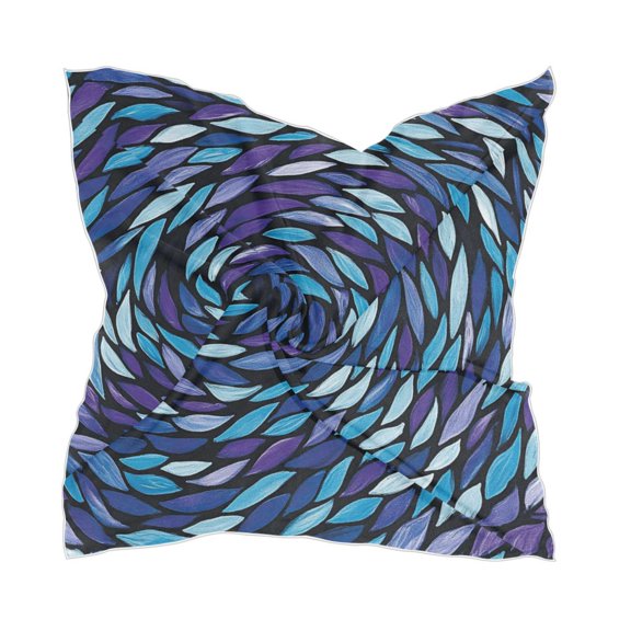 Intricate Spirals 23.62x23.62in Square Scarf Silk like Fabric Single Sided Print with 10 Hair Clips