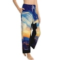 thumbnail image 6 of Salouo Cat Under Starry Skies Print Women's Pajama Pants Casual Loose Sweatpants PJs Flowy Pants Drawstring Palazzo for Women Wide Leg Pants Lounge Pajama -Medium, 6 of 8