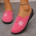 thumbnail image 2 of Women Fashion Slip on Slippers Snowflake Design Flock Material Semi Enclosed Toe Soft Sole Casual Slide Sandals, 2 of 4