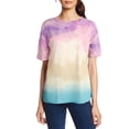 thumbnail image 3 of Camiseta de mujer con cuello redondo y manga corta, blusa estampada con teñido anudado, rosa, 4XL Inevent AP002435-16, 3 of 7