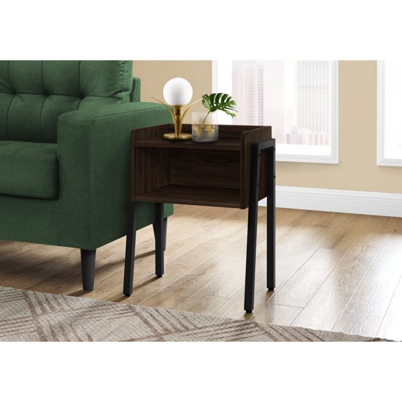 Monarch Specialties Accent Table, Side, End, Nightstand, Lamp, Living Room, Bedroom, Brown Laminate, Black Metal, Contemporary, Modern