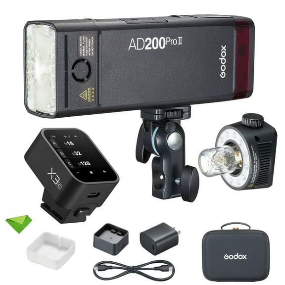 GODOX AD200 Pro II AD200Pro II 200Ws 2.4G Flash with Godox X3-C Trigger for Canon, 500 Full Power Flashes, 0.01-1.8s Recycling TTL Speedlite Pocket Monolight Strobe Flash (Upgraded Godox AD200 Pro)