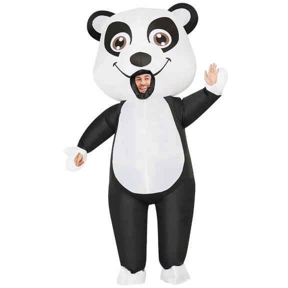 COMIN 72 inch Inflatable Panda Costume for Adults Blow Up Panda Inflatable Costume Full Body for Halloween Party