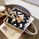 thumbnail image 5 of Sywqhk Bolso De Lona Con Asa Superior De Vaca Para Mujer Con Bolso De Mano Con Muñeco De Oso De Peluche (Vaca Negra) Sywqhk Para estrenar, 5 of 6