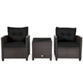thumbnail image 1 of Patiojoy Ensemble de Conversation 3 Pcs en Osier Rembourré Mobilier d'Extérieur en Rotin avec Coussins Noirs, 1 of 7