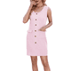 thumbnail image 2 of Vestido de Fiesta Corto Ajustado con Cuello Redondo, Sin Mangas, de Punto, con Botones y Bolsillos para Mujer (Verano 2025) Rosa XXL, 2 of 10