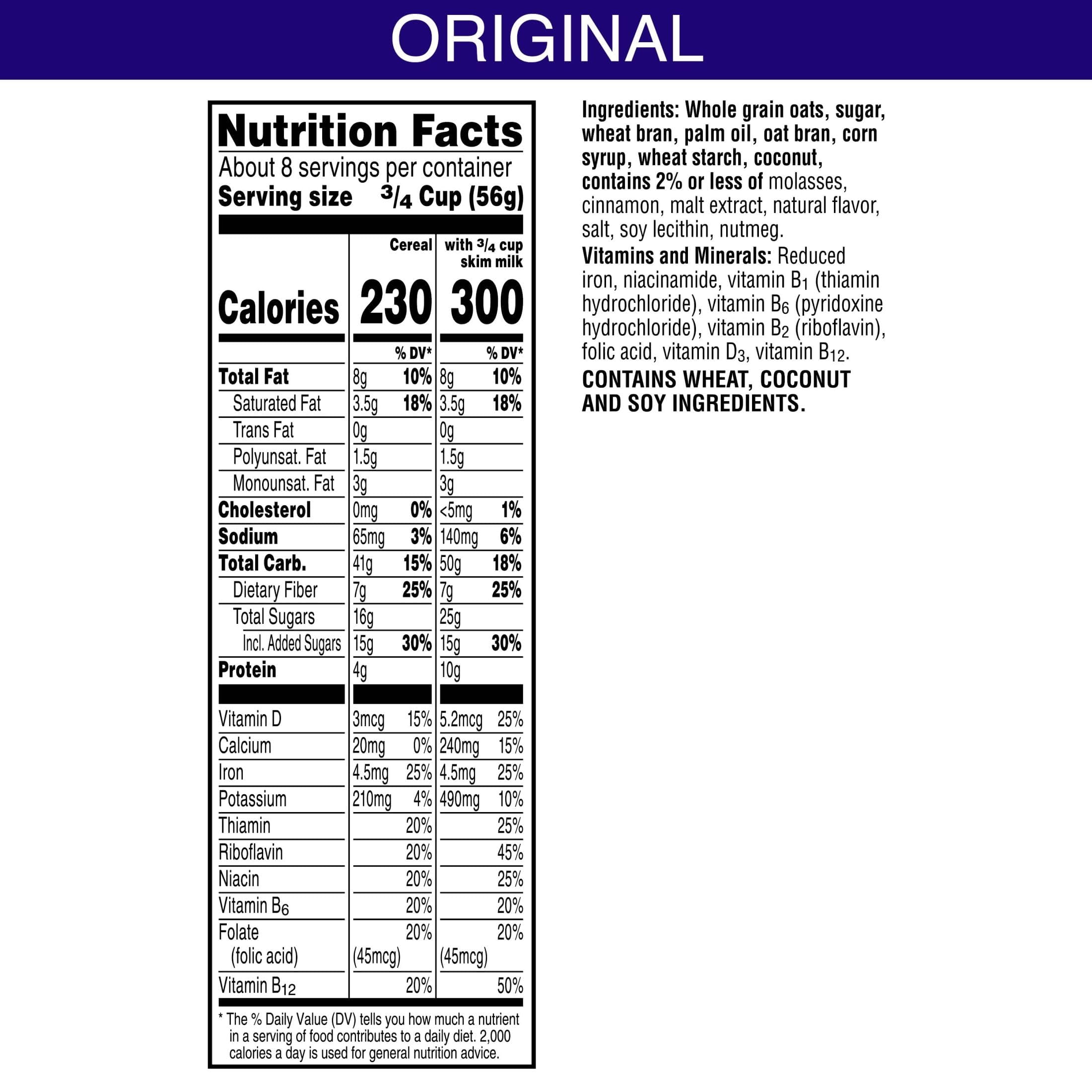 Kellogg's Cracklin' Oat Bran RRF12 Breakfast Cereal, Fiber Cereal, Family Cereal, Original (3 Boxes)
