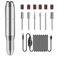 thumbnail image 1 of Juego de taladros para uñas, kit eléctrico portátil de taladros para lima de uñas con 6 cabezales y 6 bandas de lijado, máquinas herramientas profesionales de manicura y pedicura para uñas acrílicas, 1 of 5