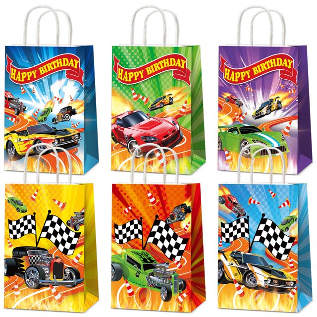 Bolsas de regalo para fiestas de cumpleaños, 12 unidades, coche caliente