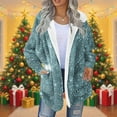 thumbnail image 5 of Womens Oversized Flannel Jackets with Pockets Full-zip Hooded Warm Coat Long Sleeve Thick Winter Clothes (XL, Sky Blue), 5 of 5