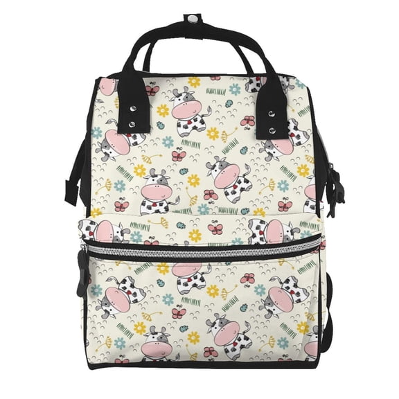Xecao Cute Cow print Large Capacity Nappy Bag is a multi-functional waterproof travel backpack, perfect as a nursing bag or mummy backpack for women
