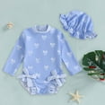 thumbnail image 2 of Toddler Swimsuit Girl Baby Girls Long Sleeve Swimsuit Romper With Hat Bathing Suit Beach Rash Guard UPF+ 50 Beach Bathing Suit,12-18 Months, 2 of 4