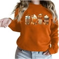 thumbnail image 1 of Haut Classique Mode Femme Col Rond Imprimé Manches Longues 100 % Polyester (Orange, s), 1 of 4