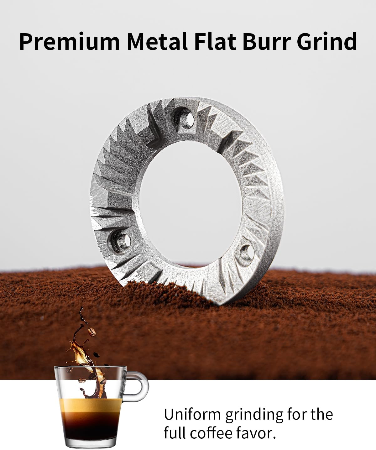 Electric Burr Coffee Grinder with 40 Settings, 50s Timer, Low-Speed for Rich Flavor