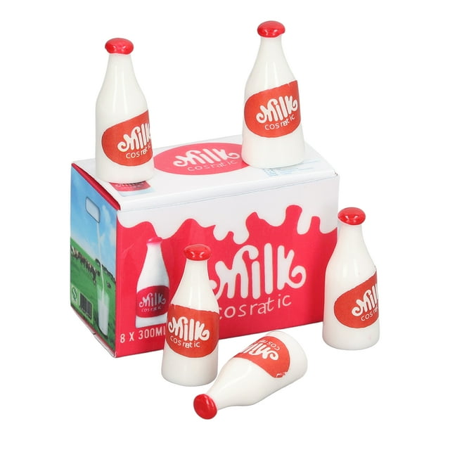 Botella 8pcs Dollhouse Bottle Botella de Plásstico Detalla Vívidos Conjuntos de Botellas en Miniatura para 1:12 1: 6 Doll House