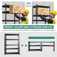 thumbnail image 6 of MOPHOTO 5-Tier Metal Storage Shelves - 36W x 16D x 72H Inches, Adjustable Garage Shelving, 1100 lb Total Capacity, 220 lb Per Shelf, Black, 6 of 9